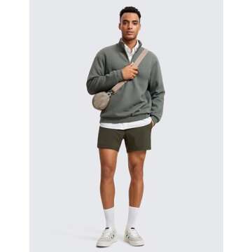 CRZ YOGA Men's Fleece Lined Half Zip Sweatshirt Grey Sage