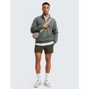 CRZ YOGA Men's Fleece Lined Half Zip Sweatshirt Grey Sage