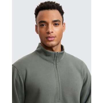 CRZ YOGA Men's Fleece Lined Half Zip Sweatshirt Grey Sage