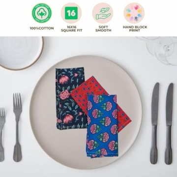 Hand Block Print Napkins - 10 Pc Colorful Cotton Set