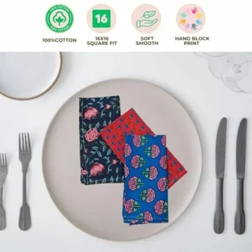 Hand Block Print Napkins - 10 Pc Colorful Cotton Set