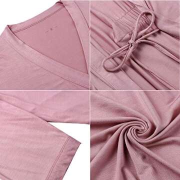 Samring Women Robe Soft Kimono Robes Bathrobe Sleepwear Loungewear Short Dusty Rose L