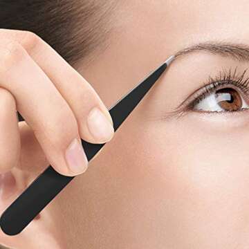 Pink Tweezers, Tweezer Set Professional, Tweezers Ingrown Hair, 4 Piece Stainless Steel Tweezer