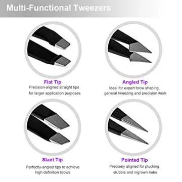 Pink Tweezers, Tweezer Set Professional, Tweezers Ingrown Hair, 4 Piece Stainless Steel Tweezer