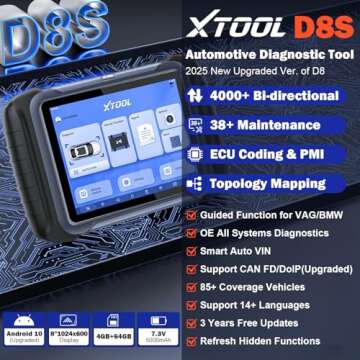 XTOOL D8S OBD2 Scanner: 2025 Upgrade of D8 Scanner, Bidirectional Scan Tool with 3-Year Update, Topo...