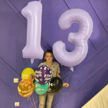 40 Inch Light Purple Number 1 Balloon for 1st Birthday Decoration, Large Pastel Purple Mylar Foil Number Balloons 0-9 for Girls, Lavender One Helium Balloons for Women 1st Anniversary Party Supplies