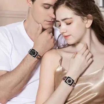 V.R.HOPE Resin Watch Band Compatible with Apple Watch Band for Women 38mm 40mm 41mm Tortoise Metal B...