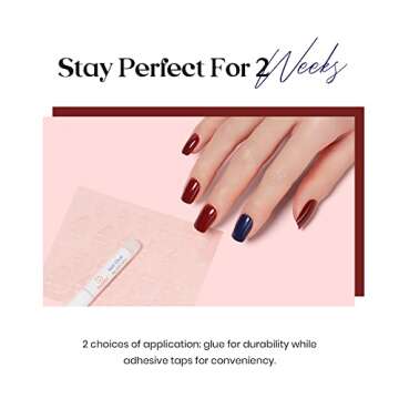 Beetles Press on Nails 6 Solid Colors Short Square Fake Nails 144 Pcs Pink Wine Red False Nails Manicure Kit, Blue Gray with Strong Gel Nail Glue, Nail Adhesive Tabs and Mini File for Women and Girl