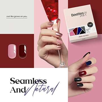 Beetles Press on Nails 6 Solid Colors Short Square Fake Nails 144 Pcs Pink Wine Red False Nails Manicure Kit, Blue Gray with Strong Gel Nail Glue, Nail Adhesive Tabs and Mini File for Women and Girl