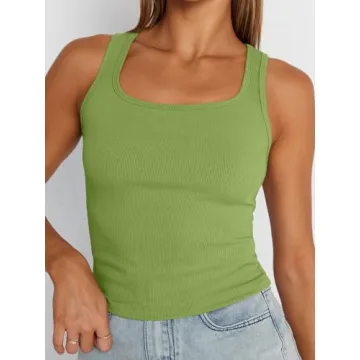 Trendy Queen Womens Tank Tops Stylish Ribbed Summer Tops