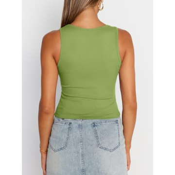 Trendy Queen Womens Tank Tops Stylish Ribbed Summer Tops