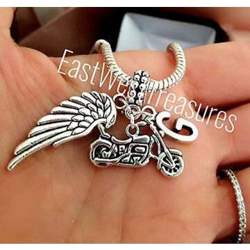 Memorial Angel Wings Charm - Personalized Biker Gift