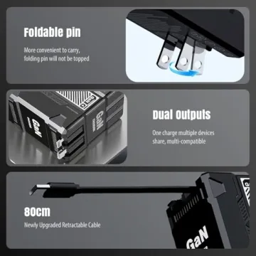 2-in-1 GaN Fast Charger 120w Retractable Charging Cable