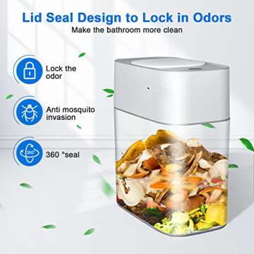 Automatic Bathroom Slim Trash Can with Lid, 3.8 Gallon Small Plastic Rechargeable Touchless Motion Sensor Narrow Smart Garbage Can for Bedroom, Bathroom, Kitchen, Office, RV