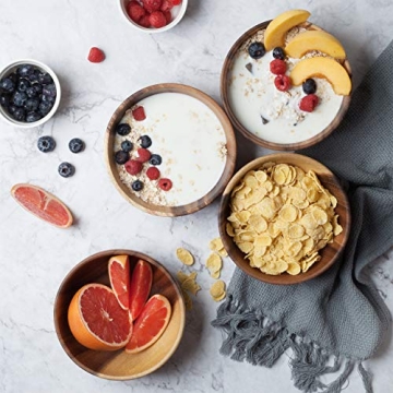 AVAMI Acacia Wooden Salad Bowls - Set of 4 for Every Occasion