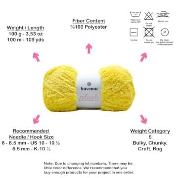 Buvemu Plush Faux Fur Bulky Yarn - Soft & Versatile