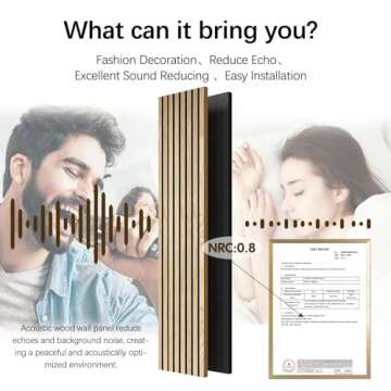 ARMURO 3D Wall Panels for Interior Wall Decor, 2-Pack Wood Panels for Wall, Oak Genuine Wood Veneer Acoustic Wall Panels - 12.6" W x 94.5" L