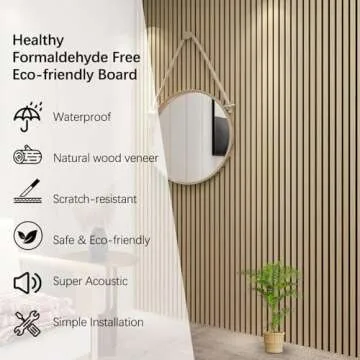 ARMURO 3D Wall Panels for Interior Wall Decor, 2-Pack Wood Panels for Wall, Oak Genuine Wood Veneer Acoustic Wall Panels - 12.6" W x 94.5" L