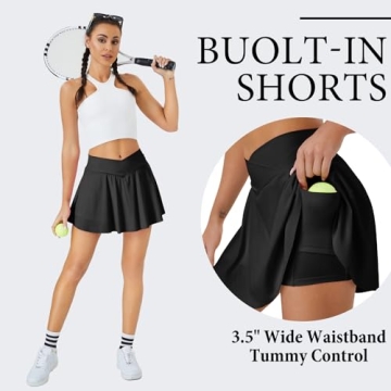 DLOODA Women's Tennis Skirt with Pockets for Active Wear