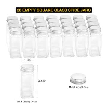 SpaceAid Spice Rack with 24 Spice Jars, 386 Spice Labels, Chalk Marker and Funnel, Wood Hanging Seasoning Shelf for Cabinet Door or Wall Mount (4 Pack)