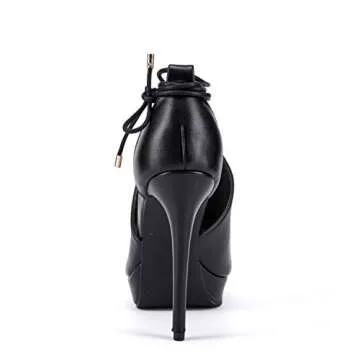 Womens Peep Toe Platform Heels Sexy Sandals Strappy Lace Up Tie Stilettos Dress Pumps Shoes