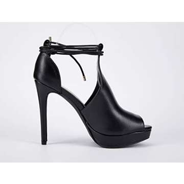 Womens Peep Toe Platform Heels Sexy Sandals Strappy Lace Up Tie Stilettos Dress Pumps Shoes