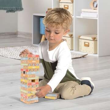 Bluey Tumbling Tower – 54 Colorful Wooden Blocks – Fun Family Game – FSC Certified for Childre...