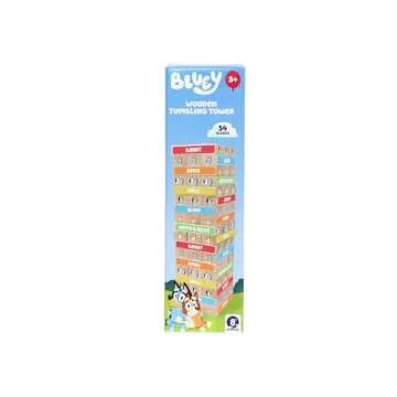 Bluey Tumbling Tower – 54 Colorful Wooden Blocks – Fun Family Game – FSC Certified for Children 3 Years and Up