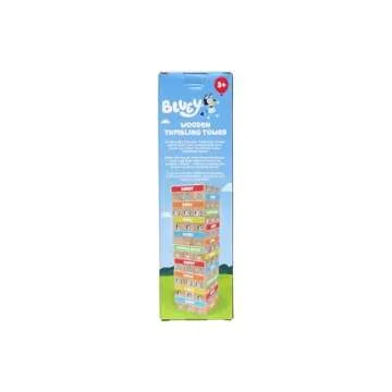 Bluey Tumbling Tower – 54 Colorful Wooden Blocks – Fun Family Game – FSC Certified for Children 3 Years and Up