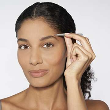 Tweezerman Petite Tweeze Set with Travel Case - Point and Slant Tweezers, Tweezers for Travel (Black Case)