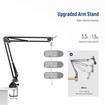 NEEWER Microphone Arm Stand, Suspension Boom Scissor Mic Arm Stand with 3/8" to 5/8" Screw and Cable Ties