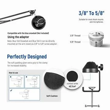 NEEWER Microphone Arm Stand, Suspension Boom Scissor Mic Arm Stand with 3/8" to 5/8" Screw and Cable Ties