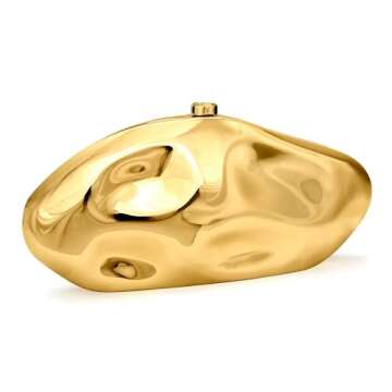 NUSTTAL Acrylic Clutch Purse for Women Irregular Shell Evening Handbag for wedding party (Gold)