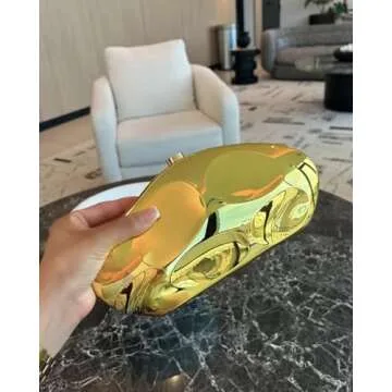 NUSTTAL Acrylic Clutch Purse for Women Irregular Shell Evening Handbag for wedding party (Gold)