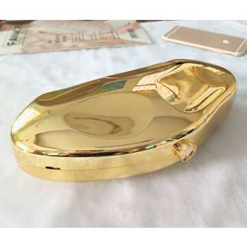 NUSTTAL Acrylic Clutch Purse for Women Irregular Shell Evening Handbag for wedding party (Gold)