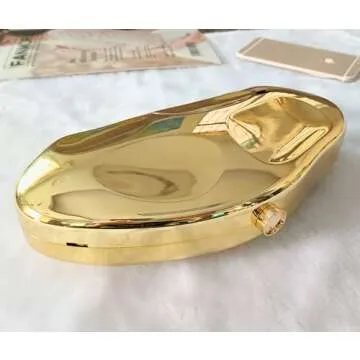 NUSTTAL Acrylic Clutch Purse for Women Irregular Shell Evening Handbag for wedding party (Gold)