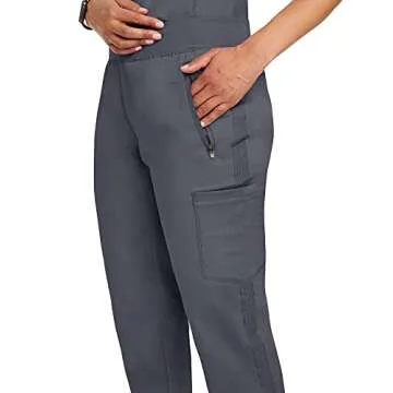 Healing Hands 6 Pocket Scrubs Pants for Women Purple Label Womens 9141 Toni Drawstring Scrub Pant Soft Comfortable Fabric Pewter 2XL