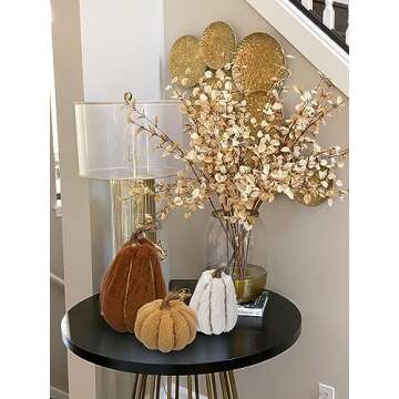 DILATATA 3 Pcs Assorted Faux Sherpa Pumpkins Small Fabric Pumpkins Mini Fake Plush Pumpkins for Fall Decor Halloween Thanksgiving Decor Table Centerpiece Mantel Decor - Mixcolor