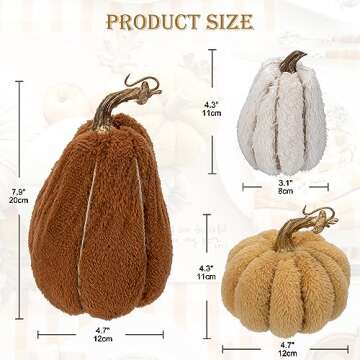 DILATATA 3 Pcs Assorted Faux Sherpa Pumpkins Small Fabric Pumpkins Mini Fake Plush Pumpkins for Fall Decor Halloween Thanksgiving Decor Table Centerpiece Mantel Decor - Mixcolor