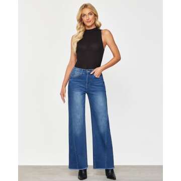 GRAPENT Blue Jeans Women Blue Jeans Pants for Women Trendy High Rise Straight Leg Jeans for Women Wo...