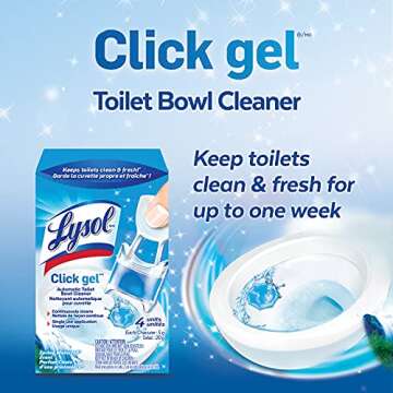Lysol Click Gel Automatic Toilet Bowl Cleaner, Gel Toilet Bowl Cleaner, For Cleaning and Refreshing, Ocean Fresh, 6 Applicators per pack