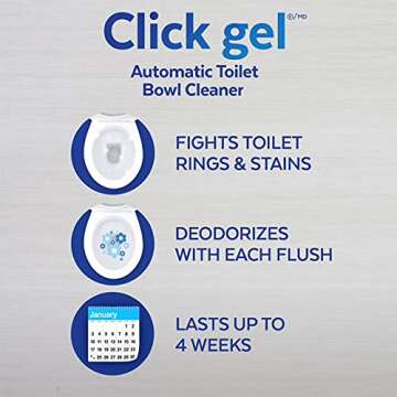 Lysol Click Gel Automatic Toilet Bowl Cleaner, Gel Toilet Bowl Cleaner, For Cleaning and Refreshing, Ocean Fresh, 6 Applicators per pack