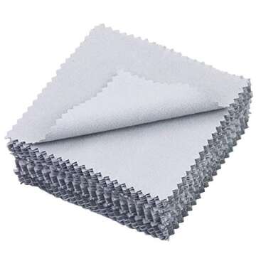 Nexxxi 100 Pieces Jewelry Cleaning Cloth, Polishing Cloths for Sterling Silver Gold Platinum(3.2" x 3.2")