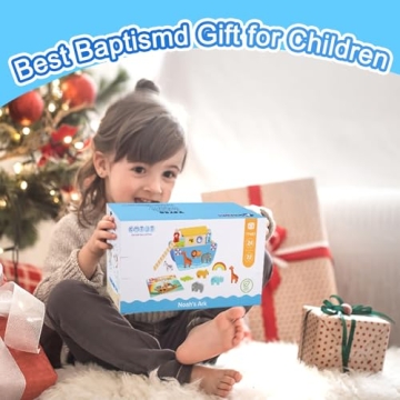 KMTJT Noah's Ark Wooden Animal Playset for Toddlers