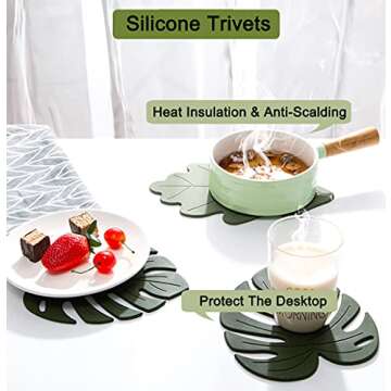 4 Pack Silicone Trivet Mat, Multi-Purpose Kitchen Hot Pot Holders, Heat Resistant Pot Mat for Counte...