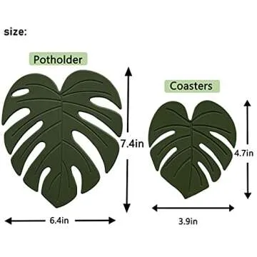 4 Pack Silicone Trivet Mat, Multi-Purpose Kitchen Hot Pot Holders, Heat Resistant Pot Mat for Countertop, Non-Slip Trivet Mats, Leaf Decor Table Mat