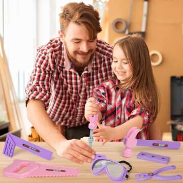 Kids Tool Set with Toy Drill, Toy Tool Box, Construction Tools, Pretend Play Toddler Girl Toys Gifts for Toddlers Kids Aged 3 4 5 6 7