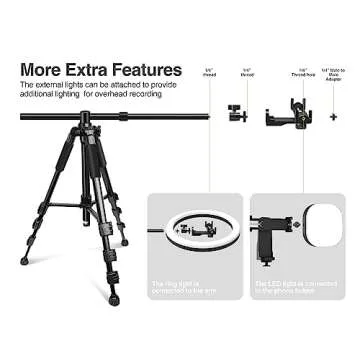 Elitehood Ultra-Stable Overhead Tripod for iPhone – Versatile & Lightweight