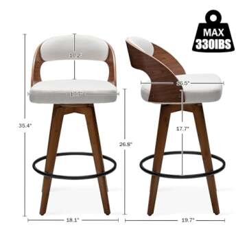 MEKLIBA Barstools Set of 2,Counter Height Bar Stools for Kitchen Island,26.8 Inch Modern Upholstered...