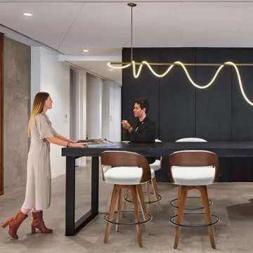 MEKLIBA Barstools Set of 2,Counter Height Bar Stools for Kitchen Island,26.8 Inch Modern Upholstered Bar Chair, Swivel Counter Stools with Wood Back and Bamboo Legs (Beige-Fabric)